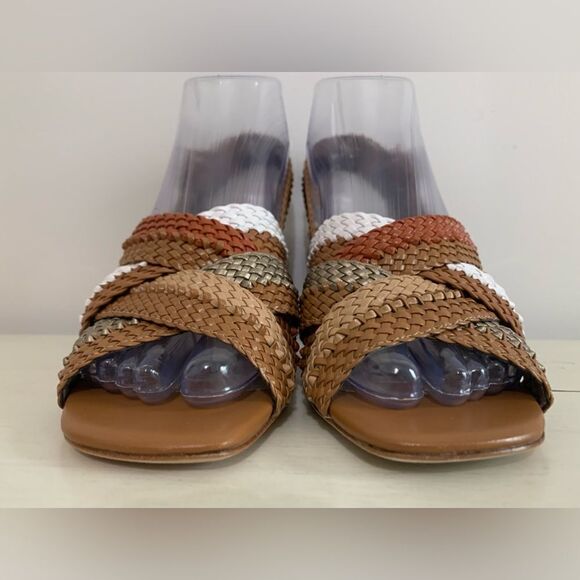 NWT - DONALD PLINER 'VARA' WOVEN LEATHER SANDAL WITH WOODEN HEEL - SIZE 6 - Picture 8 of 16